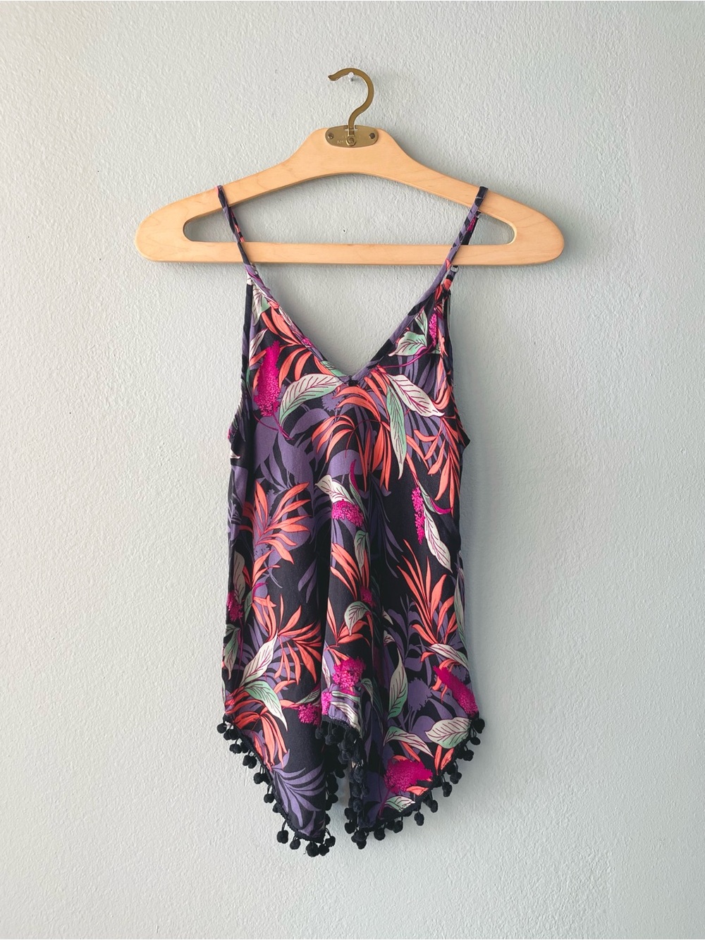 🌻5/$15🌻 Japna | Tropical Tank Beach Cover-Up w Pom-Pom Trim